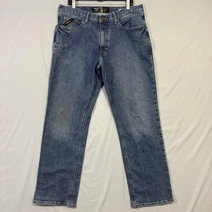 Pantalones de mezclilla Ariat Rebar M4 para hombre 36x34 azul relajado corte bota ropa de trabajo carabina - Imagen 1 de 12