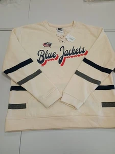 NWT NHL Columbus Blue Jackets Women's Sweatshirt Ivory Size L - Picture 1 of 6