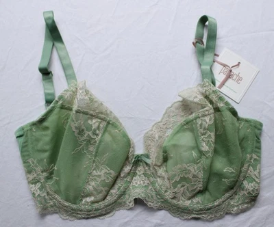 Sujetador para mujer Panache Ana elástico con aros de encaje DH3 salvia/arena 34I nuevo con etiquetas Foto 1 de 4