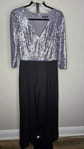 Marina Größe 8 Pailletten V-Ausschnitt Oberteil Overlay Rock Overall - Bild 1 von 11