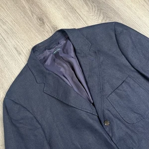 Polo Ralph Lauren Navy Blue 100% Linen Blazer Sport Coat Jacket Mens XL vintage - Picture 1 of 11