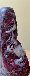 Rare Antique Gem Bloodstone On Shoushan Carving Of Dragons Highest Quality Stone - Picture 1 of 7