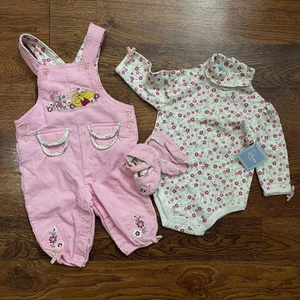 Vintage Winnie The Pooh Baby Girl 3 6 Months Outfit Clothes Set Retro Y2K Piglet - Picture 1 of 17
