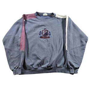 Vintage Izod Sweatshirt Herren XL Blau Colorblock Wappen Logo Rundhals 90s - Bild 1 von 12