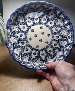 Boleslawiec Piastra da forno per torte/quiche in ceramica polacca modello pizzo 9". Perfetto! Usato in ottime condizioni! - Foto 1 di 4