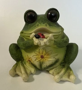 Fat Frog w/Flowers & Ladybug Home & Garden Decor Polyresin Stealstreet GSC 4.75” - Picture 1 of 24
