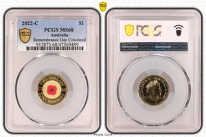Australia 2022 C Mintmark Red Poppy Two Dollars $2 Coloured Coin PCGS MS68 #9489 - Picture 1 of 1