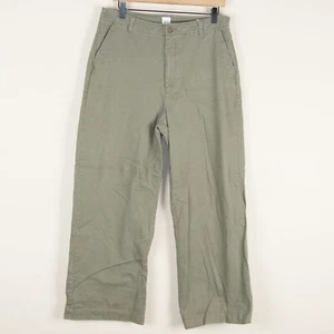 Pantalones Gap tiro medio verde militar sueltos pierna ancha algodón caqui para mujer talla 12 - Imagen 1 de 12