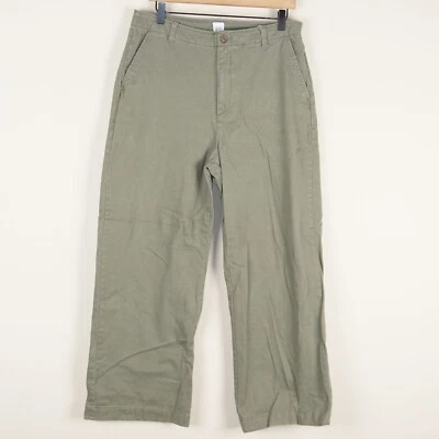 Gap Mid Rise Army Green Loose Wide Leg Khaki Cotton Pants Womens Sz 12 - Image 1 of 4