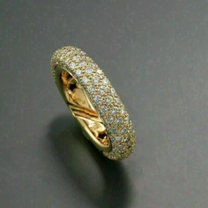 Zertifizierter Moissanit-Ewigkeits-Ehering 2 kt Rundschliff 14 kt Gelbgold vergoldet - Bild 1 von 7