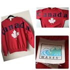 Canada Men Waves Red Sweatshirt L XL Blue LOGO Maple Leaf Vtg 1993 CGW Oversized