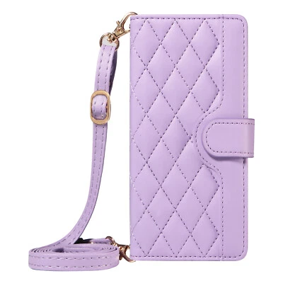 For Various Phone Crossbody Leather Flip Card Wallet Case Stand Cover +2 Straps - Image 1 of 4