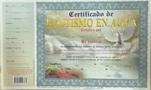 CERTIFICADO DE BAUTISMO EN AGUA - Imagen 1 de 2