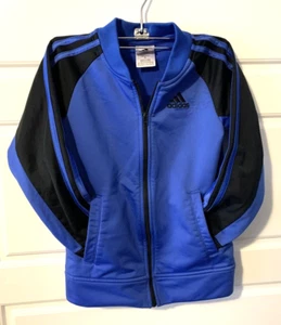 Adidas Track Jacket Youth Size 6 Royal Blue & Black Full Zip - Picture 1 of 7
