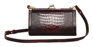 NWT ERDEM x H&M Small Shoulder Bag Purse Crocodile Patterned Leather Burgundy - Picture 1 of 8