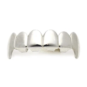 Herren Vampir Dracula GRILLZ einfache Reißzähne versilbert obere Zähne L020 S - Bild 1 von 4