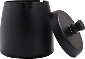 Small Outdoor Ashtray with Lid for Cigarette, Smokeless Stainless Steel Ash Tray - Picture 1 of 12
