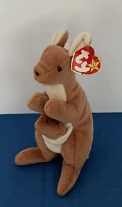 TY Beanie Baby • Pouch the Kangaroo con bambino • 6 novembre 1996 • Etichette nuove/piegate - Foto 1 di 6