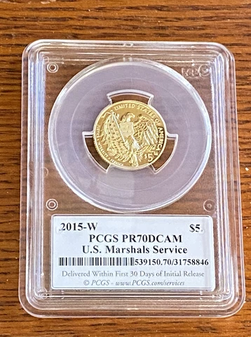 2015 US Marshals Gold Proof Coin PCGS PR70 First Strike Cover