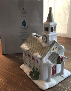 Candelabro Partylite "La Iglesia" Luz de Té Navidad Invierno Pueblo (P0428) - Imagen 1 de 9