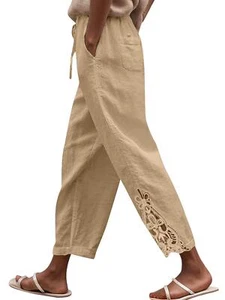 Womens Casual Lightweight Drawstring Elastic Waist Pants with Pockets S-XXL - Picture 1 of 14