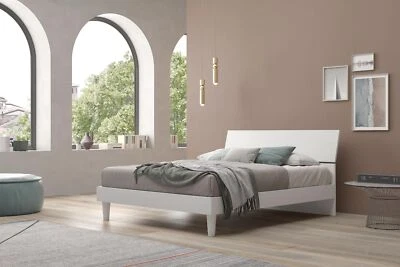 LETTO MATRIMONIALE CON GIROLETTO BIANCO FRASSINATO - Immagine 1 di 4