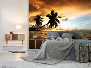 Póster de papel personalizado de papel pintado de pared mural atardecer en playa océano tropical - Imagen 1 de 9