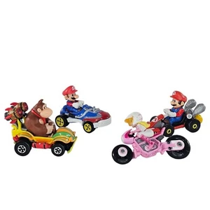 Mario Kart Hot Wheels Set 4 Donkey Kong Princess Peach Motorcycle Mario - Picture 1 of 9