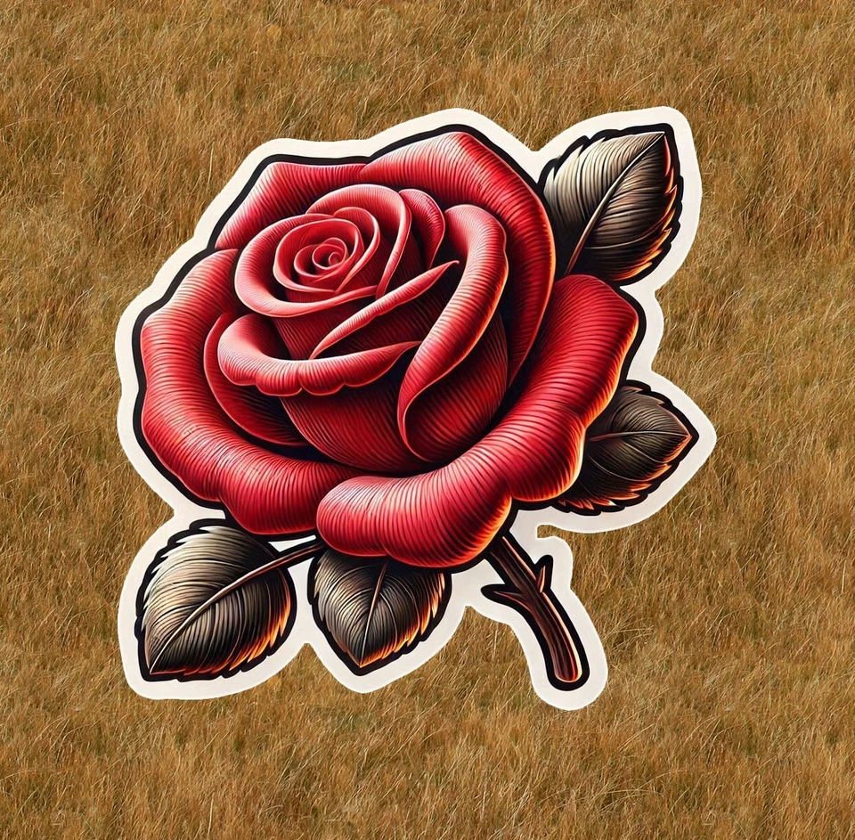 Beautiful red rose vinyl 100% waterproof sticker decal - many sizes available - Image 1 of 1