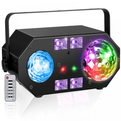 4 in 1 DMX DJ Light with Laser RGBW Waterwave UV Strobe Moonflower inc Remote - Image 1 of 4