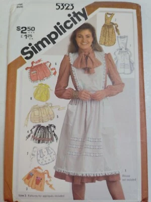 Apron Full Bib Hostess Half Pockets Simplicity 5323 Sewing Pattern Appliques UC - Image 1 of 4