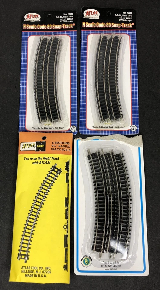 Atlas N Scale Code 80 Snap-Track 9 3/4” Radius Section #2510 Bachmann #44607 - Image 1 of 2