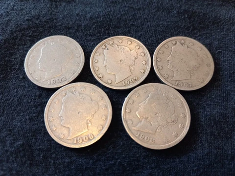 Lot of 5 different Liberty V Nickel album fillers 1883-1912 Cover