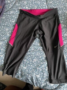 NIKE Womens Dri-Fit Capri Leggings Small (8-10) Black/pink Good Cond - Picture 1 of 5