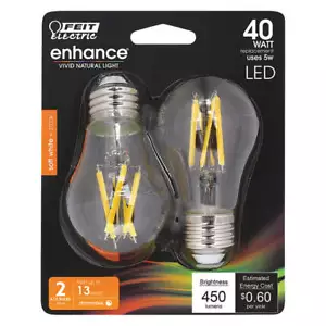 FEIT ELECTRIC BPA1540927CAFIL/2/RP LED,5 W,A15,Medium Screw (E26),PK2 56JH26 - Picture 1 of 2