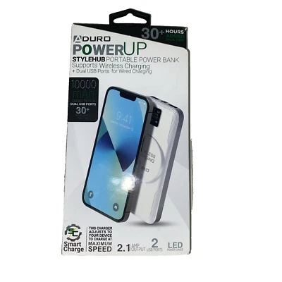 Banco de alimentación portátil inalámbrico Aduro Power Up + puertos USB dobles para carga por cable Foto 1 de 4