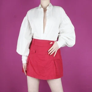 vintage 2000s y2k mini micro short red pink pleat skirt shorts skort medium 16 - Picture 1 of 11