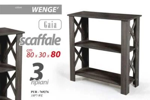 MOBILE LIBRERIA GAIA SCAFFALE 3 RIPIANI IN LEGNO WENGE' 80*30*80 CM PUR-769276 - Foto 1 di 1