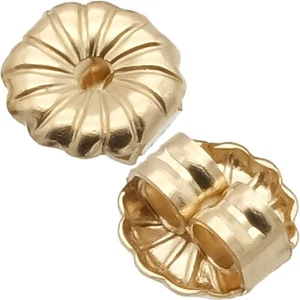 2 14K Yellow Gold Earring Backs Post Friction Parts - Picture 1 of 3