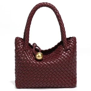 Bolso de hombro de cuero vegano tejido - Bolso de mano pequeño bandolera para mujer - Imagen 1 de 6