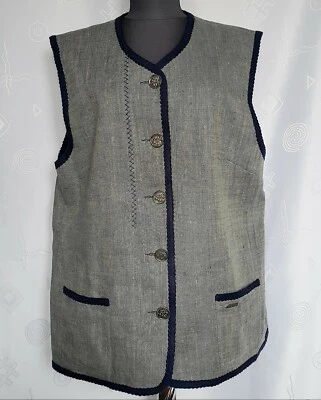 CHALECO SIN MANGAS VINTAGE DISTLER OKTOBERFEST DIRNDL TIROL LINO MUJER:16/44 Foto 1 de 4