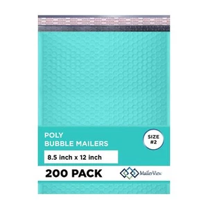 Teal Poly Bubble Mailers 8.5x12 inch #2 | Self Seal Padded Envelopes | Cushioned - Afbeelding 1 van 9