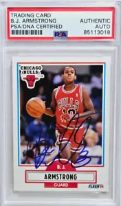 1990 Fleer #22 BJ Armstrong Signed Rookie Card Autograph RC Auto PSA/DNA Bulls - Picture 1 of 2
