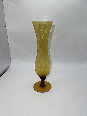 Vintage Yellow Amber Hand Blown Glass Bud Vase • 5.99$