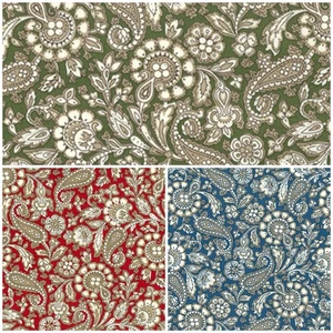 100% cotton poplin craft fabric metre fat quarter floral craft paisley red copen - Picture 1 of 48