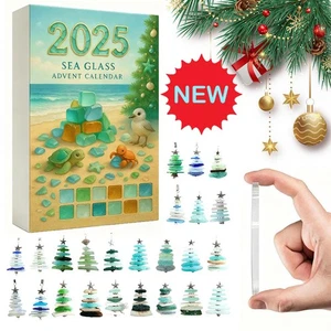 Sea Glass Christmas Tree Advent Calendar, Handmade Miniature ChristmasTree - Picture 1 of 13