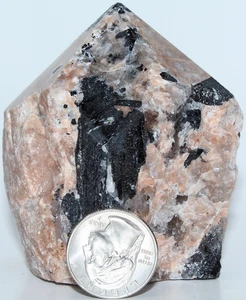 Feldspar, Tourmaline & Smokey Quartz Point / 3.14" (79 mm) 15.2 oz (430 gr) 3628 - Picture 1 of 15