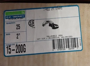 OZ-GEDNEY 15-200G, EMT Conduit Strap, 2", 0.44" Hole, HD, 1-Hole Box Of 25 - Picture 1 of 1