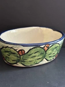 Talevera Mexico Pottery Oval Soap Dish Bowl Cactus Southwest Western 5” - Picture 1 of 19