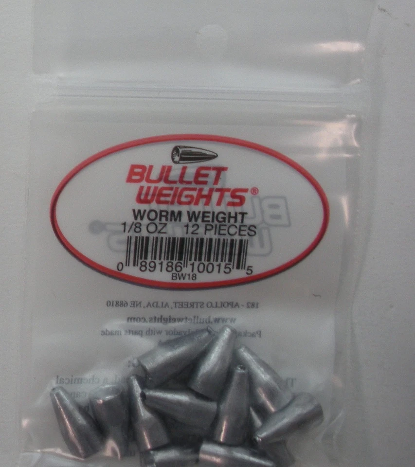 Bullet Weights BW18 1/8 oz Concave Worm Lead 15CT - Image 1 of 1